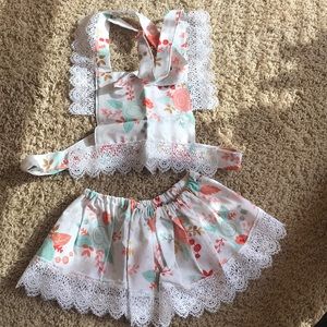 Handmade Baby girl’s white couture floral set